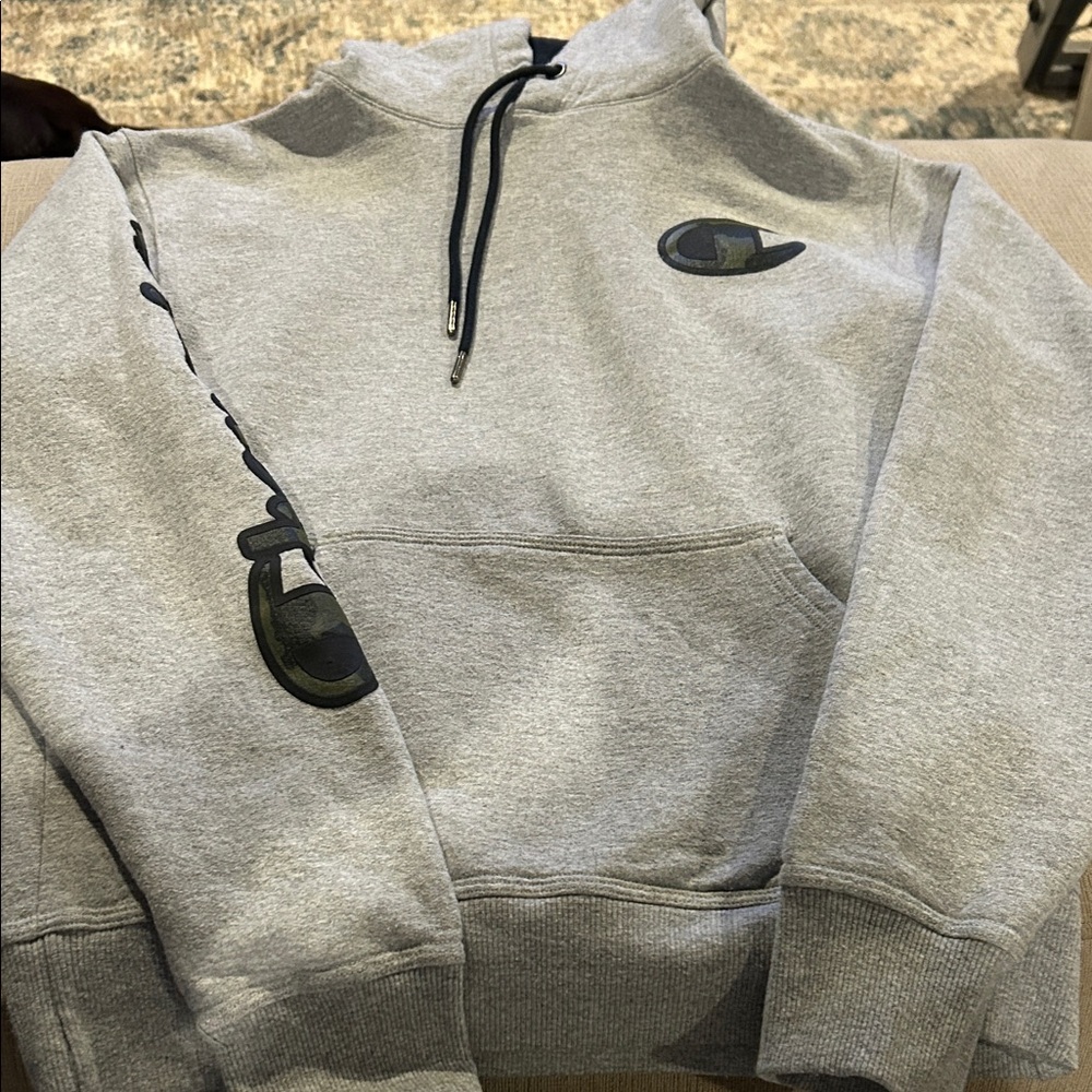 Champion Men's Gray Hoodie with Black Accents